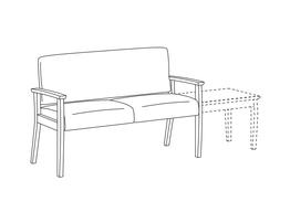 Two Place Sofa / Urethane Arms / Accepts Table on Right