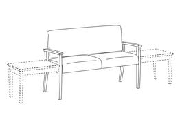 Two Place Sofa / Urethane Arms / Accepts Table on Left and Right