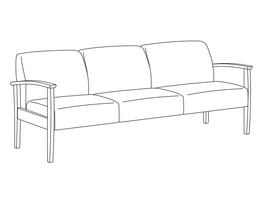 Three Place Sofa / Wood Arms