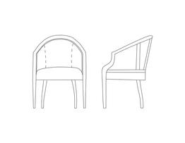 Barrel Chair / Upholstered / Exposed Arm
